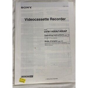 Sony Video Cassette Recorder Model Uvw – 1400A/1400AP Operating Instructions